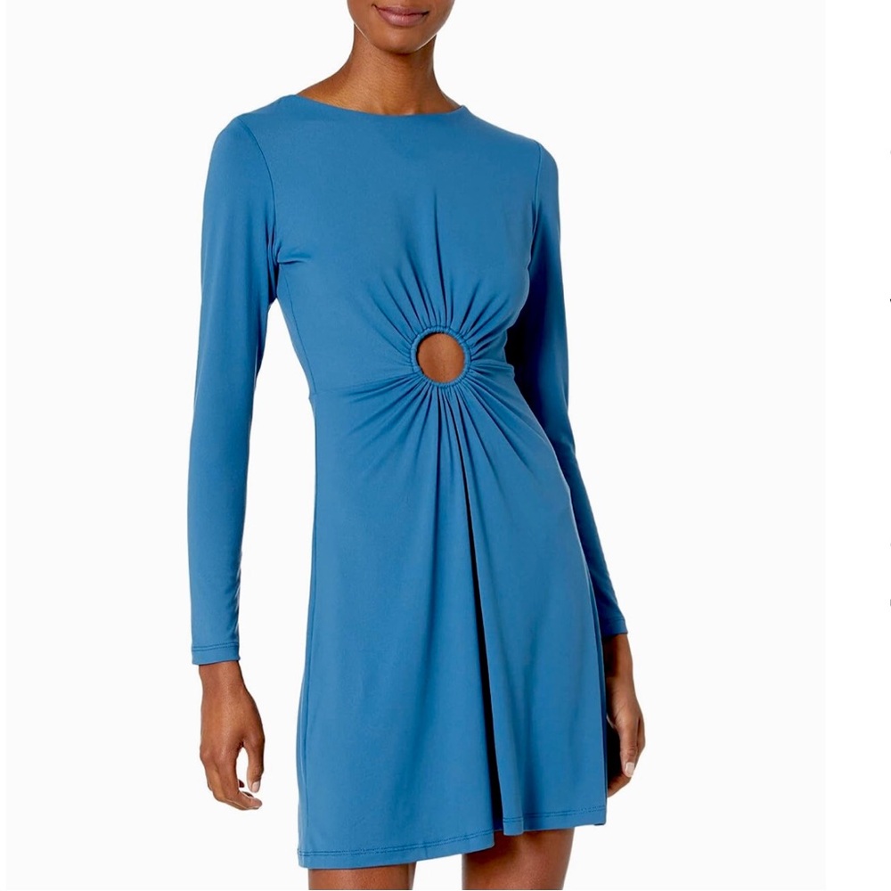 Susana Monaco Taboo Blue Center Circle Dress Long Sleeve Jersey Knit Size Large